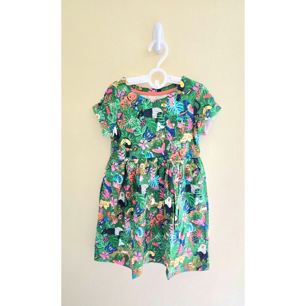 NWOT Mini Boden Short Sleeve Fun Jersey Dress- Spruce Green Rainforest